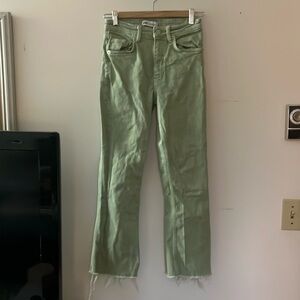 Zara Raw Hem Green Jeans